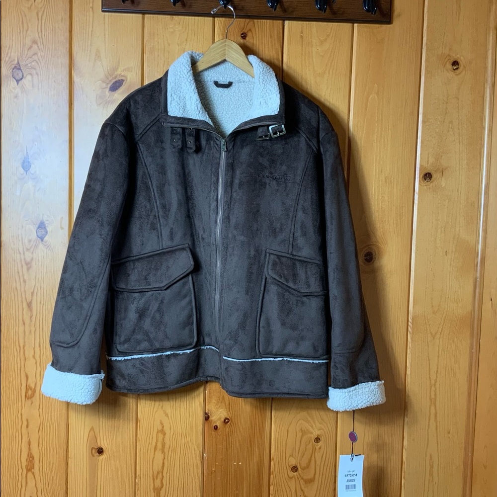 ‘Excelled’ Bud Light Faux Shearling Jacket, XL, Brown